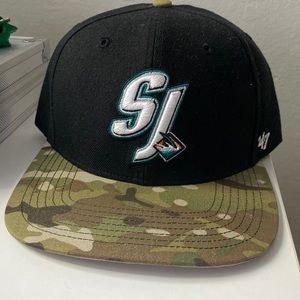 New Era ‘47 San Jose Sharks hat, camo brim